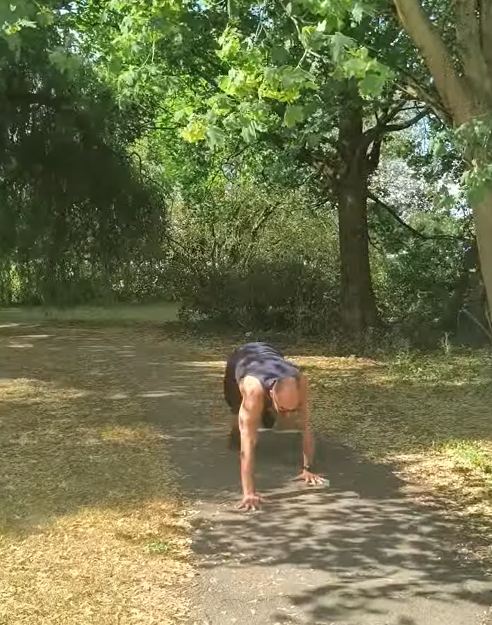 Yacopo practising quadrupedal movement outdoors